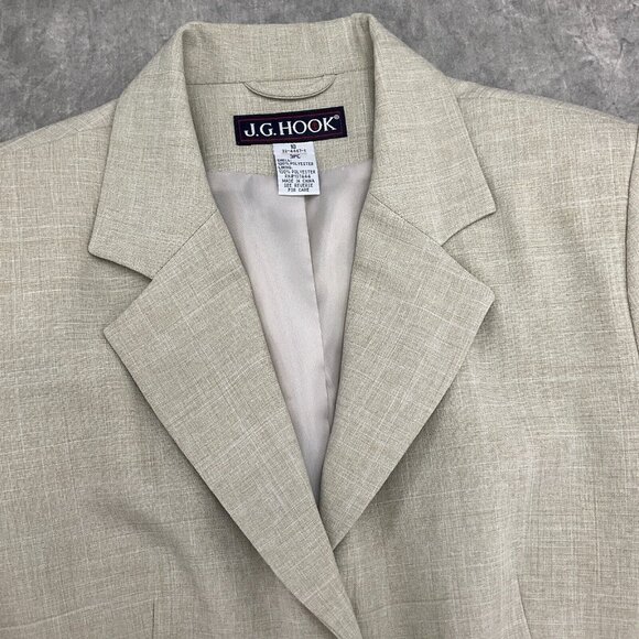 JG Hook Skirt Suit 10 40/25Wx23 Beige Side Elastic Woven Poly Classic Career VTG - Picture 3 of 16